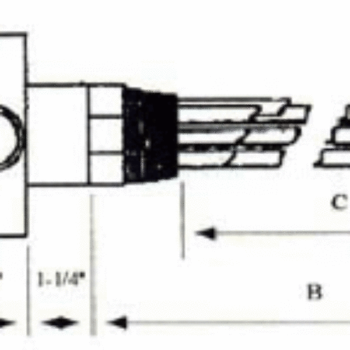 DA-7543-WXP Alloy Sheath Immersion Element 7.5kw 240v 3ph with 2″ N.P.T. Brass Screw Plug – Silver Brazed