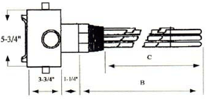 DA-18053-WXP Alloy Sheath Immersion Element 18kw 480v 3ph with 2" N.P.T. Brass Screw Plug - Silver Brazed