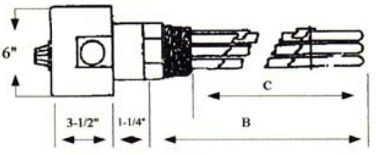 DAA-18053 Alloy Sheath Immersion Element 18kw 480v 3ph with 2" N.P.T. Brass Screw Plug - Silver Brazed