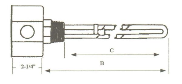 AQ2-3041LSSN Alloy Sheath Immersion Element 3kw 240v w/SS Screw Plug-Nickel Brazed