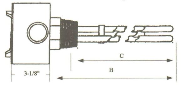 AQ2-1541LSSN-WXP Alloy Sheath Immersion Element 1.5kw 240v w/SS Screw Plug-Nickel Brazed