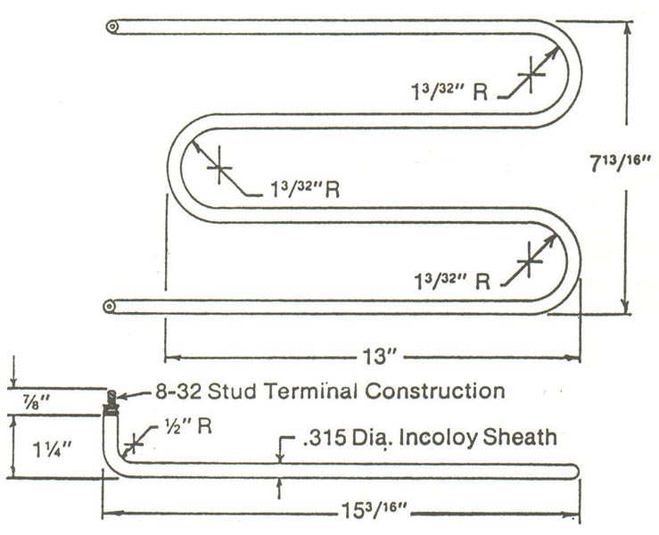 Stanley Knight STSK-1021-15 1000w 208v Steam Equivalent Element - Image 2