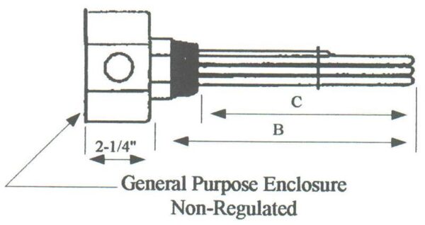 AA-3043 Alloy Sheath Immersion Element 3kw 240v 3ph with 2-1/2" N.P.T. Brass Screw Plug - Silver Brazed