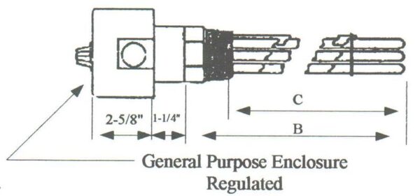 EAA-7553 Alloy Sheath Immersion Element 7.5kw 480v 3ph with 2-1/2" N.P.T. Brass Screw Plug - Silver Brazed