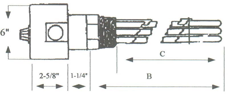 DAA-3053 Alloy Sheath Immersion Element 3kw 480v 3ph with 2-1/2" N.P.T. Brass Screw Plug - Silver Brazed