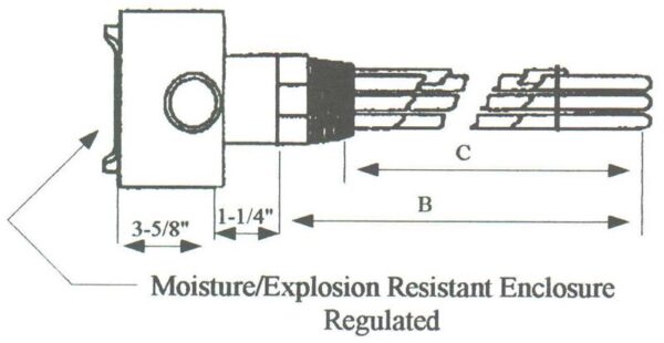 EAA-5053-WXP Alloy Sheath Immersion Element 5kw 480v 3ph with 2-1/2" N.P.T. Brass Screw Plug - Silver Brazed