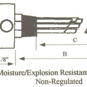 AA-12043-WXP Alloy Sheath Immersion Element 12kw 480v 3ph with 2-1/2" N.P.T. Brass Screw Plug - Silver Brazed