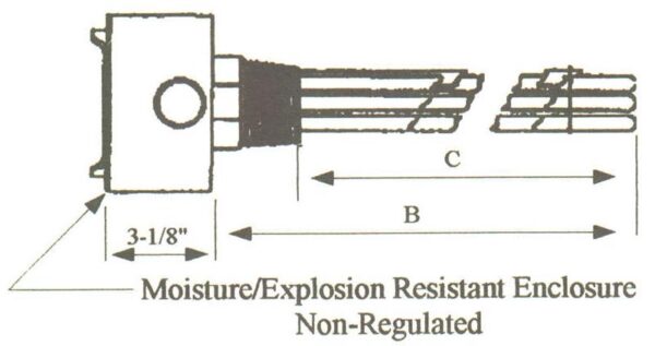 AA-18053-WXP Alloy Sheath Immersion Element 18kw 480v 3ph  with 2-1/2" N.P.T. Brass Screw Plug - Silver Brazed