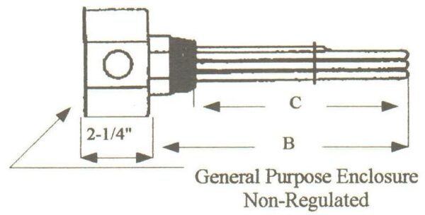 CC-10043 Copper Sheath Immersion Element 10kw 240v 3ph 2 1/2" N.P.T. Brass Screw Plug - Silver Brazed
