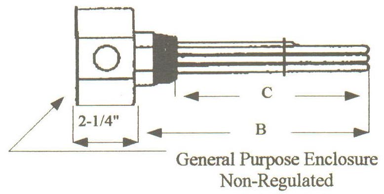 CC-10043 Copper Sheath Immersion Element 10kw 240v 3ph 2 1/2" N.P.T. Brass Screw Plug - Silver Brazed