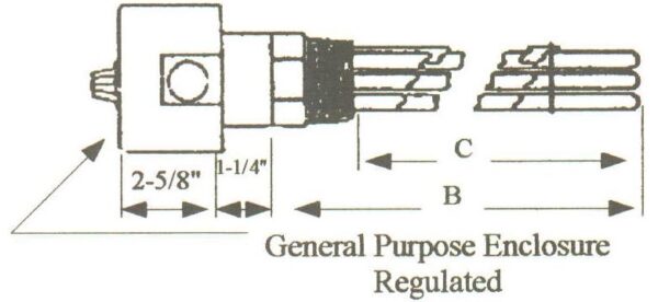 ECC-12043 Copper Sheath Immersion Element 12kw 240v 3ph 2 1/2" N.P.T. Brass Screw Plug - Silver Brazed