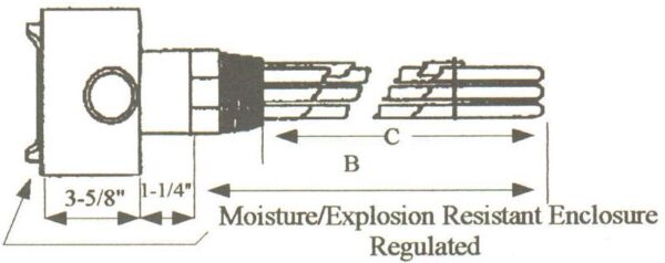 ECC-12043WXP Copper Sheath Immersion Element 12kw 240v 3ph 2 1/2" N.P.T. Brass Screw Plug - Silver Brazed