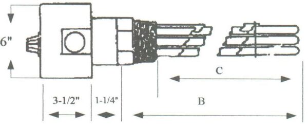 DCC-12043 Copper Sheath Immersion Element 12kw 240v 3ph 2 1/2" N.P.T. Brass Screw Plug - Silver Brazed