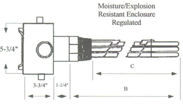 DCC-12053-WXP Copper Sheath Immersion Element 12kw 480v 3ph 2 1/2" N.P.T. Brass Screw Plug - Silver Brazed