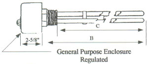 ES2-1541 Steel Sheath Immersion Element 1.5kw 240v w/ 1-1/4" NPT Steel Screw Plug - Welded