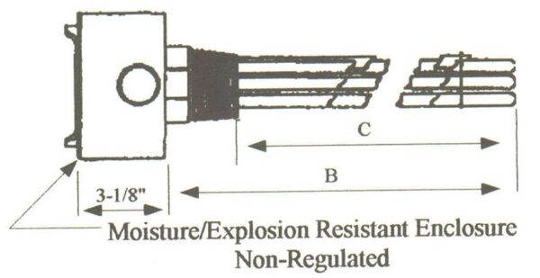 SS-3053WXP Steel Sheath Immersion Element 3kw 480v 3ph with 2 1/2" N.P.T. Brass Screw Plug - Silver Brazed