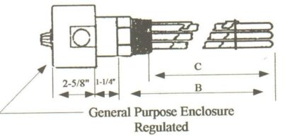 ESS-3051 Steel Sheath Immersion Element 3kw 480v 1ph with 2 1/2" N.P.T. Brass Screw Plug - Silver Brazed