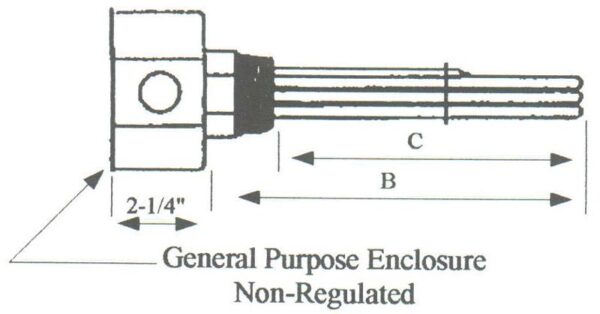 SS-10053 Steel Sheath Immersion Element 10kw 480v 3ph with 2 1/2" N.P.T. Brass Screw Plug - Silver Brazed