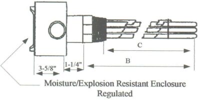 ESS-7553WXP Steel Sheath Immersion Element 7.5kw 480v 3ph with 2 1/2" N.P.T. Brass Screw Plug - Silver Brazed