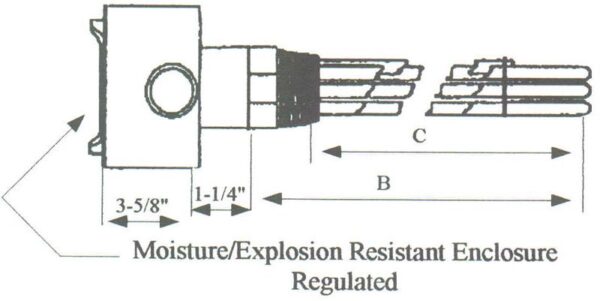 ESS-10053WXP Steel Sheath Immersion Element 10kw 480v 3ph with 2 1/2" N.P.T. Brass Screw Plug - Silver Brazed