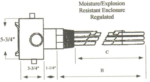 DSS-10053WXP Steel Sheath Immersion Element 10kw 480v 3ph with 2 1/2" N.P.T. Brass Screw Plug - Silver Brazed