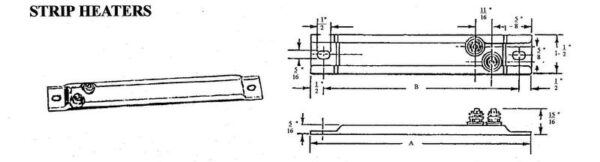 1 1/2" SS1232 350W 240V 17 3/4" Strip Heater Aluminized Steel