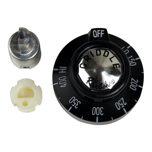 BJ Thermostat Knob – Slip Fit OFF-LO-150-400-HI Black w/ 4 way Stem Insert
