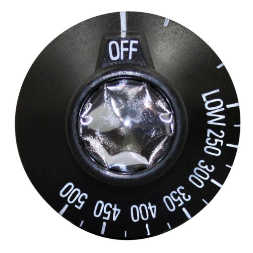 BJ Thermostat Knob OFF-LOW-250-500 Black 2-3/8″ Dial
