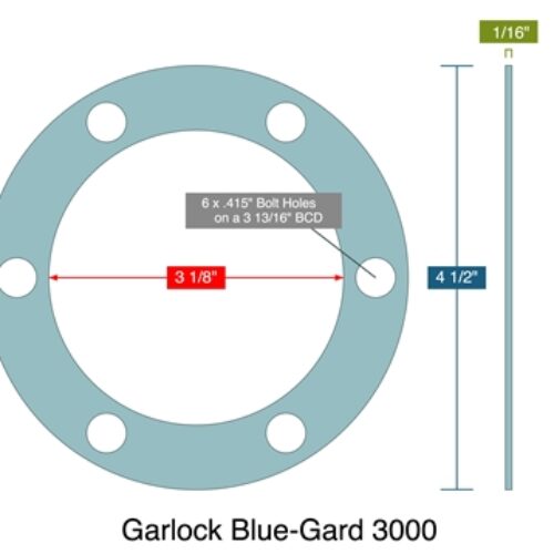 4 1/2″ Square Flange Gasket – Garlock Blue-Gard 3000 – 1/16″ Thick (QTY 10)